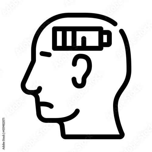 lack of strength neurosis, low battery line icon vector. lack of strength neurosis, low battery sign. isolated contour symbol black illustration