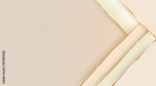 Beige abstract layer overlaps illustration with golden line background