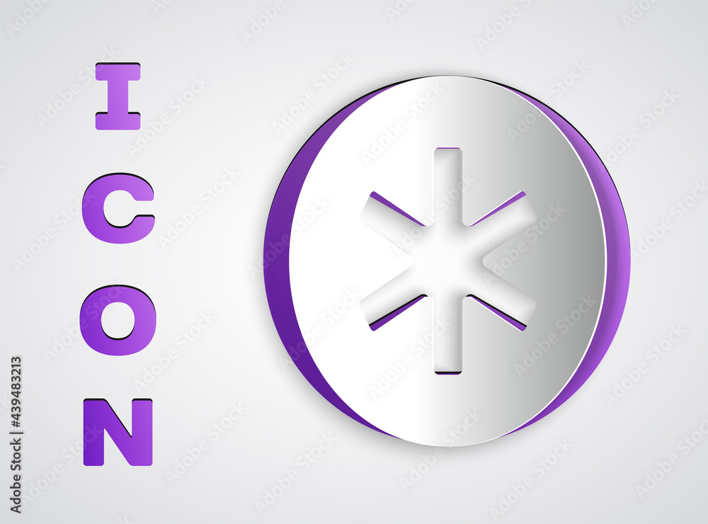 Paper cut Medical symbol of the Emergency - Star of Life icon isolated on grey background. Paper art style. Vector Paper cut Medical symbol of the Emergency - Star of Life icon isolated on grey background. Paper art style. Vector