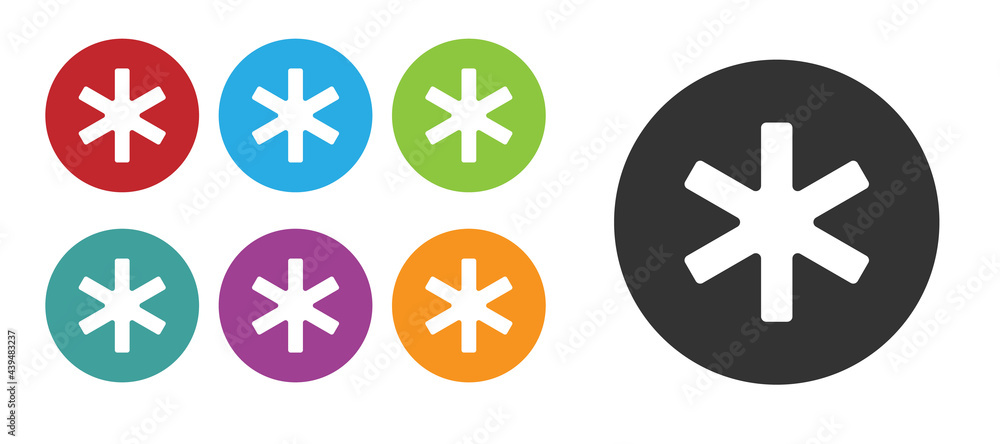 Black Medical symbol of the Emergency - Star of Life icon isolated on white background. Set icons colorful. Vector Black Medical symbol of the Emergency - Star of Life icon isolated on white background. Set icons colorful. Vector