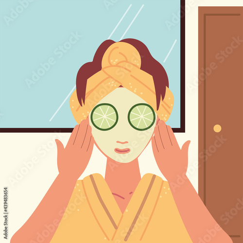 woman with facial cream
