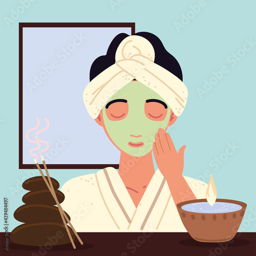 woman apply facial mask