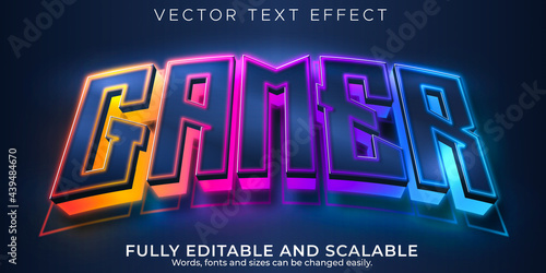 Gamer text effect, editable esport and neon text style