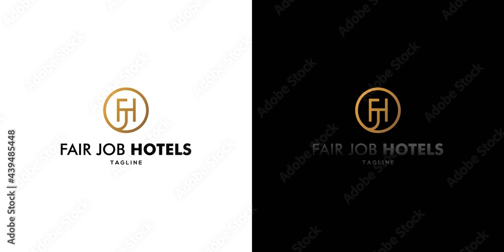 FJH hotel initials logo is modern and luxurious design FJH hotel initials logo is modern and luxurious design