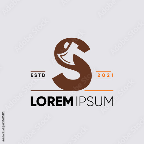 Initial Letter S Axe Logo Design Vector Graphic Icon Illustration Background Template