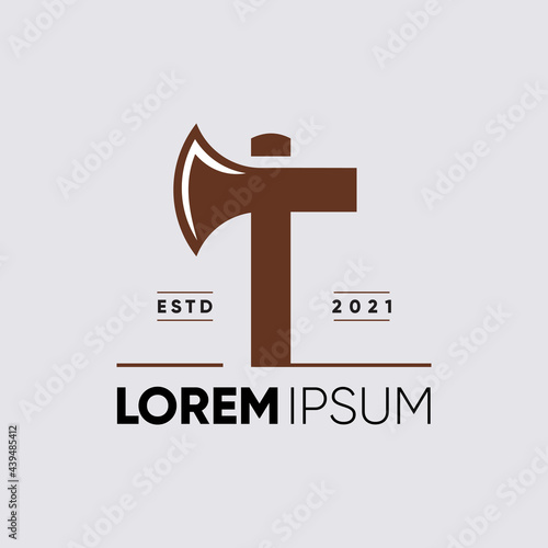 Initial Letter T Axe Logo Design Vector Graphic Icon Illustration Background TemplatePrint