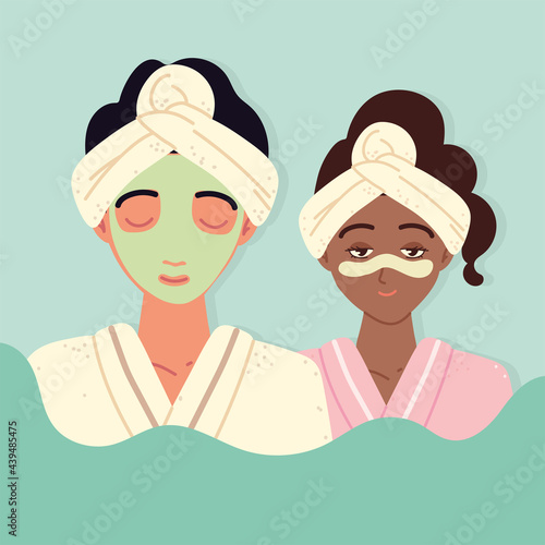 women with clay facial masks