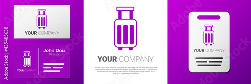 Logotype Suitcase for travel icon isolated on white background. Traveling baggage sign. Travel luggage icon. Logo design template element. Vector