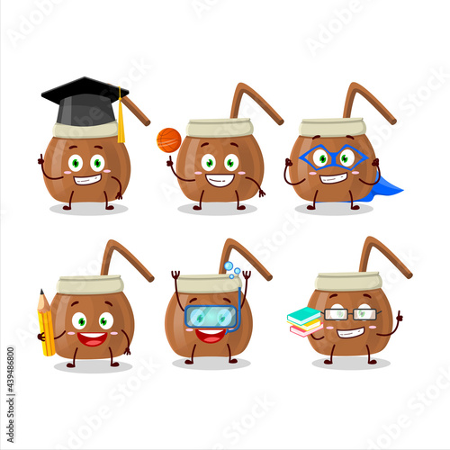 School student of mate tea cartoon character with various expressions