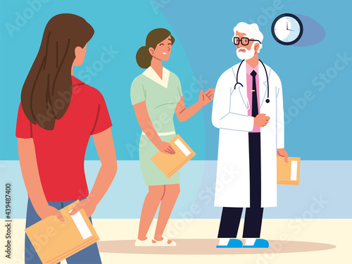 senior doctor and patients