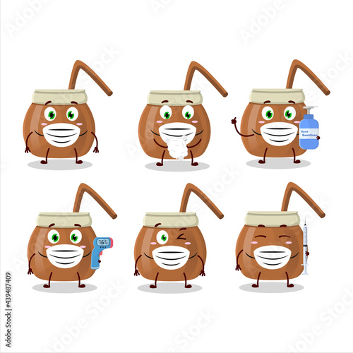 A picture of mate tea cartoon design style keep staying healthy during a pandemic