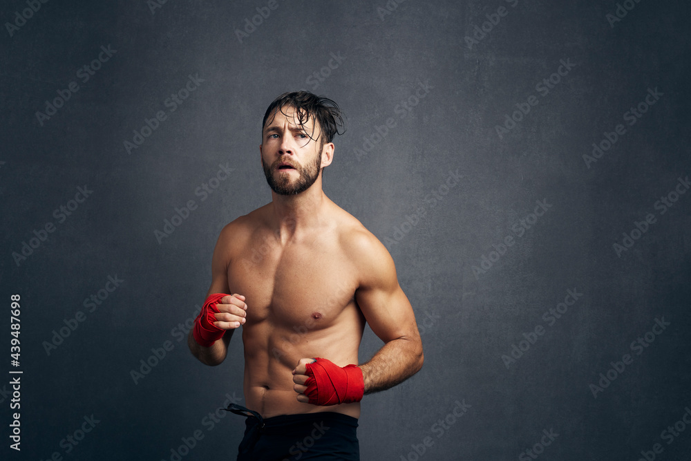 Portrait Of Exhausted Kickboxer Training Portrait Of Exhausted Kickboxer Training