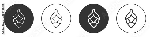 Black Hop icon isolated on white background. Circle button. Vector