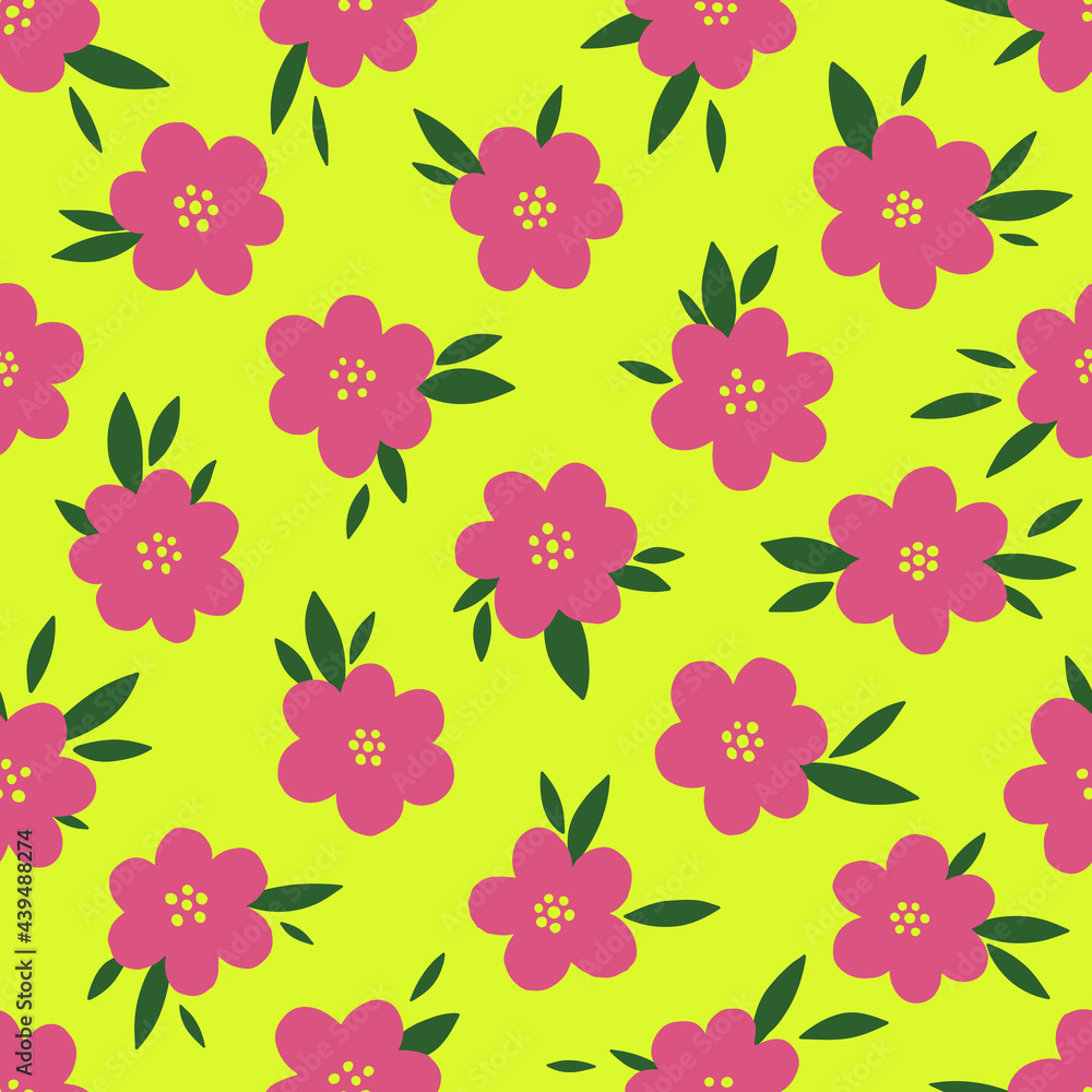 Seamless pattern flower design.Print botanical textile fabric fashion.Modern vintage style.