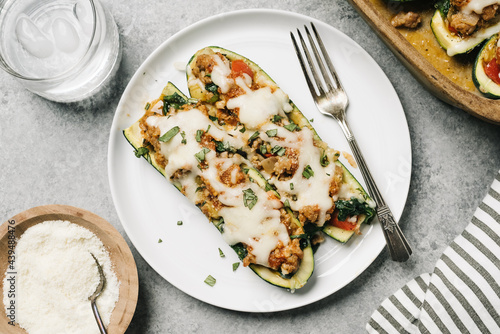 Italian Sausage Stuffed Zucchini Boats