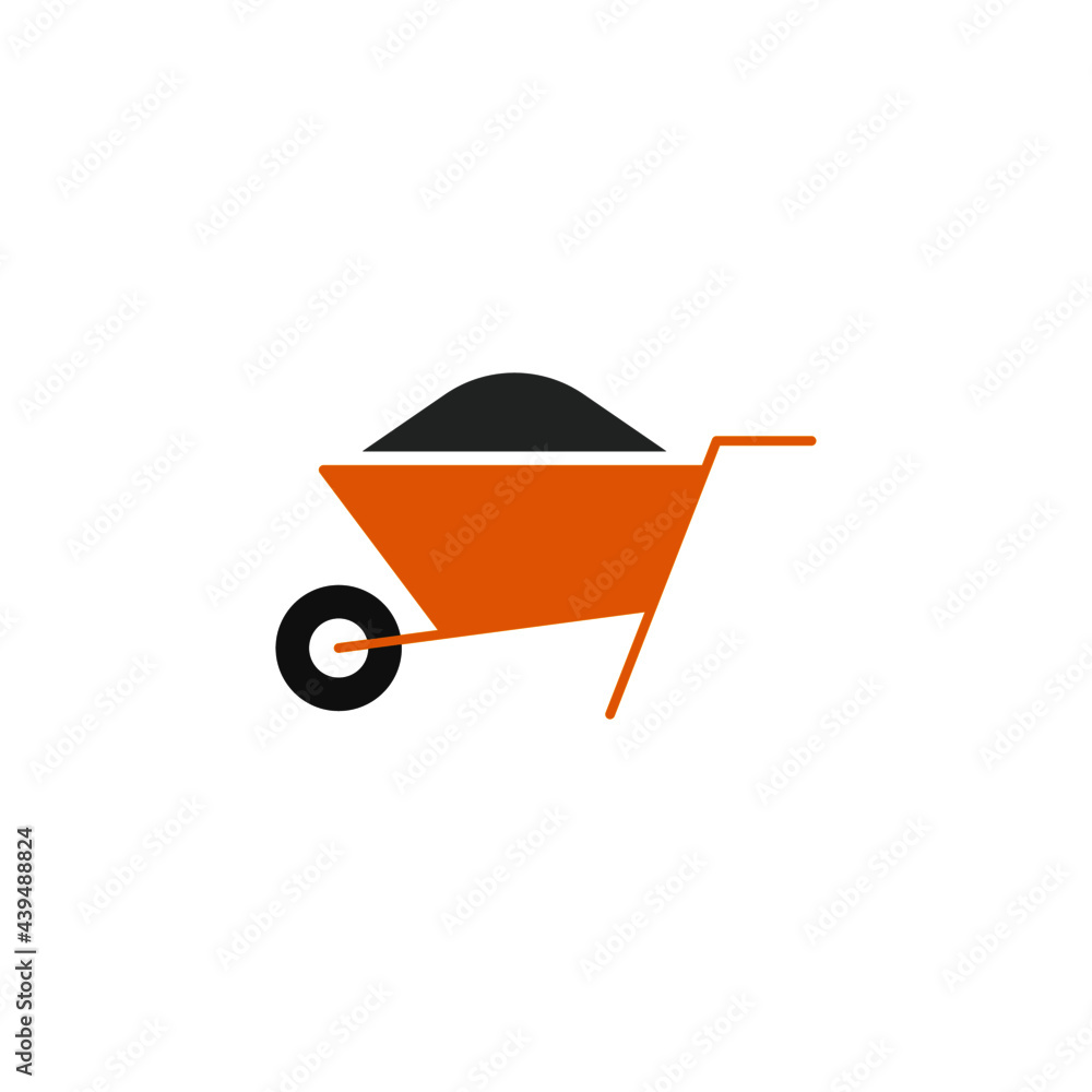 Barrow cart, wheelbarrow icon in color icon, isolated on white background Barrow cart, wheelbarrow icon in color icon, isolated on white background