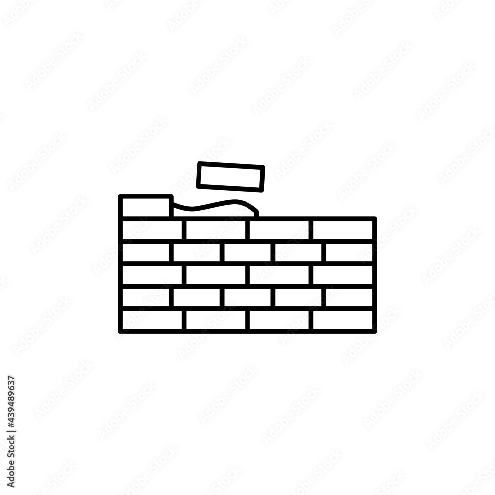 Brick build, brick wall icon in flat black line style, isolated on white background Brick build, brick wall icon in flat black line style, isolated on white background