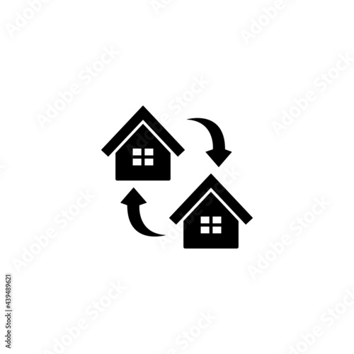 house, moving house relocation icon  in solid black flat shape glyph icon, isolated on white background 