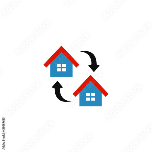 house, moving house relocation icon in color icon, isolated on white background 