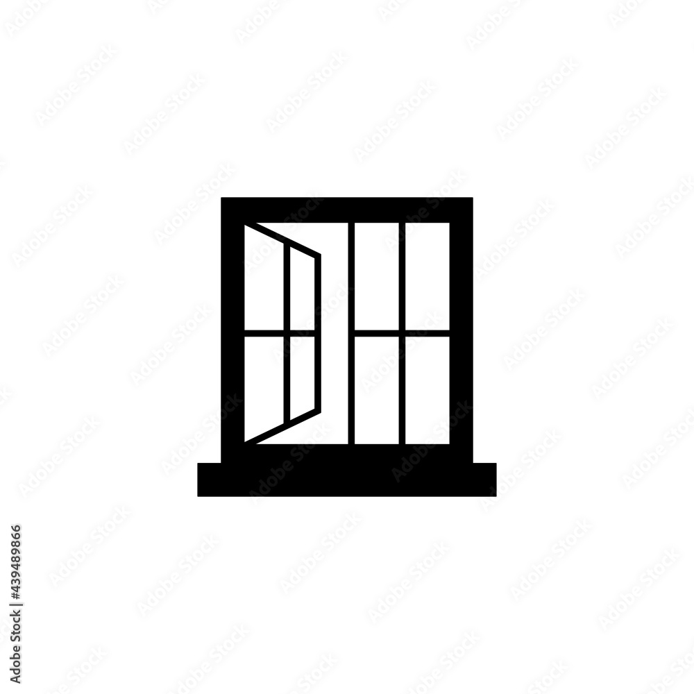Window icon in solid black flat shape glyph icon, isolated on white background Window icon in solid black flat shape glyph icon, isolated on white background