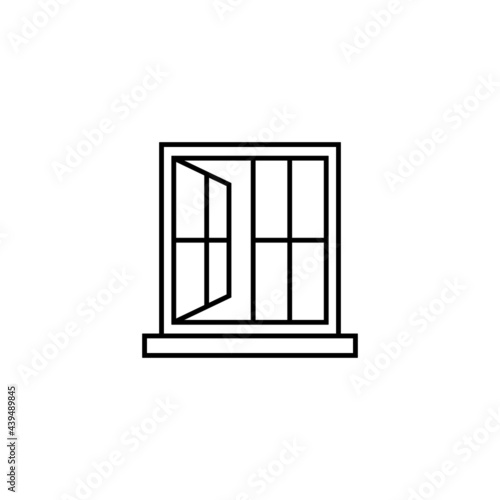Window icon in flat black line style  isolated on white background 