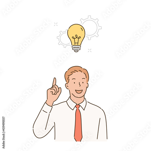 A business man is coming up with an idea. hand drawn style vector design illustrations. 