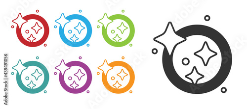 Black Washing dishes icon isolated on white background. Cleaning dishes icon. Dishwasher sign. Clean tableware sign. Set icons colorful. Vector