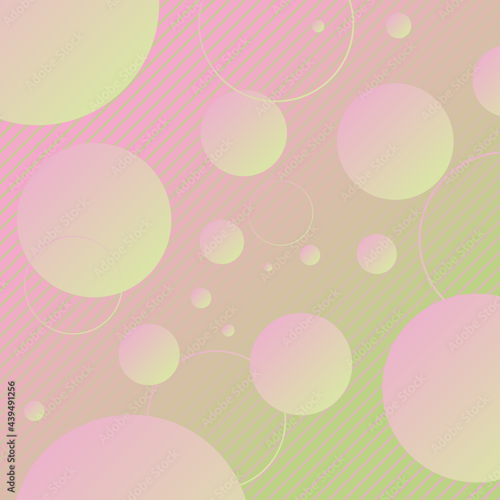 Abstract colorful background with pink and green circles. Vector.