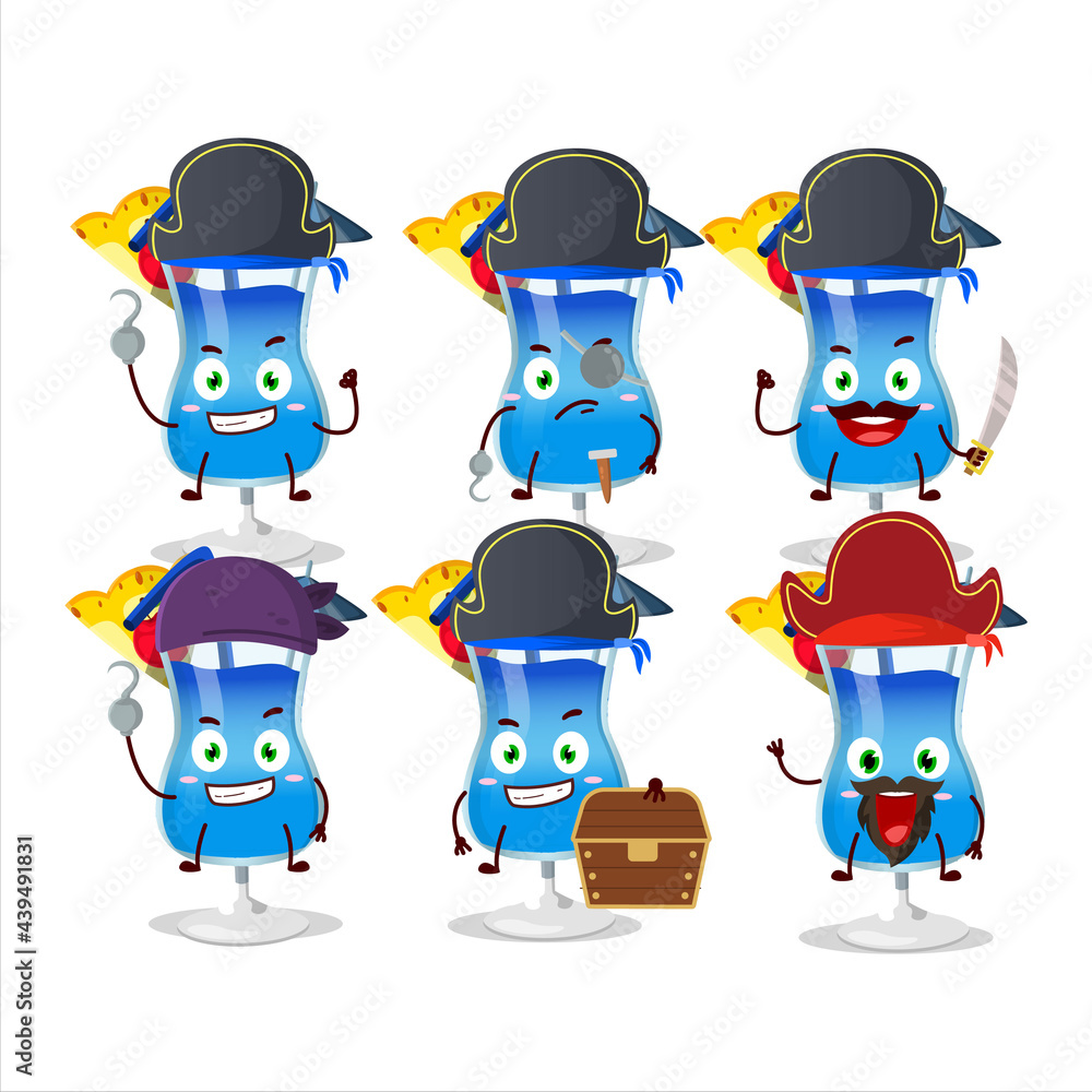 Cartoon character of blue hawaii with various pirates emoticons Cartoon character of blue hawaii with various pirates emoticons