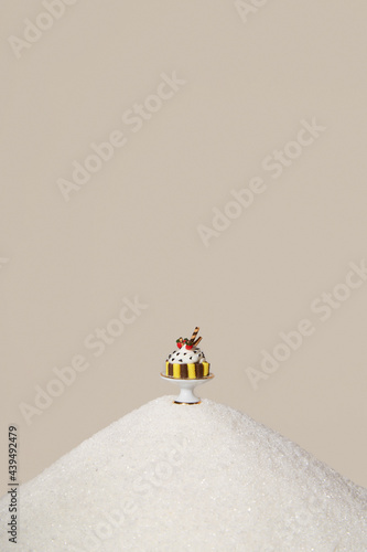Cake Miniature on a Pile of Sugar photo