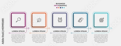 Vector Infographic design business template with icons and 5 options or steps. Can be used for process diagram, presentations, workflow layout, banner, flow chart, info graph