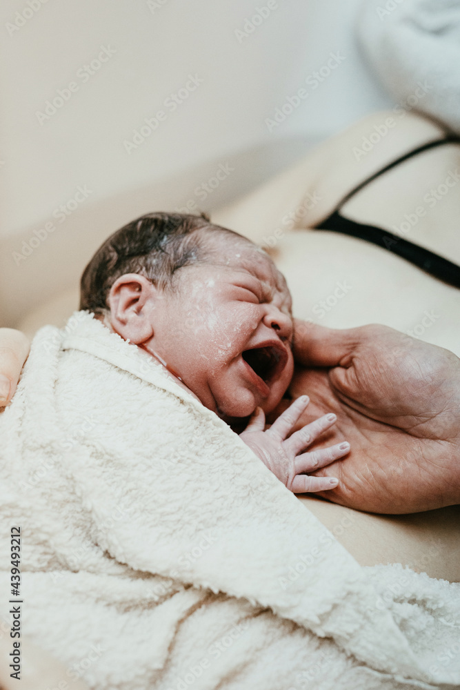 First cry of baby born in bath Stock Photo Adobe Stock