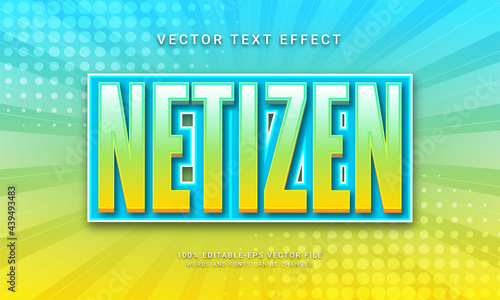 Netizen editable text effect with blue color theme photo