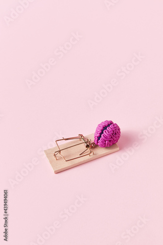 Colored purple brain in mousetrap