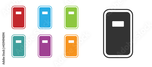 Black Police assault shield icon isolated on white background. Set icons colorful. Vector