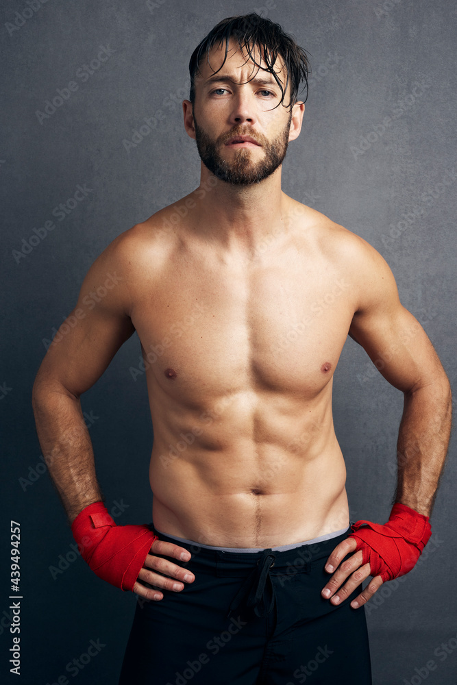 Portrait Of Exhausted Kickboxer Training Portrait Of Exhausted Kickboxer Training