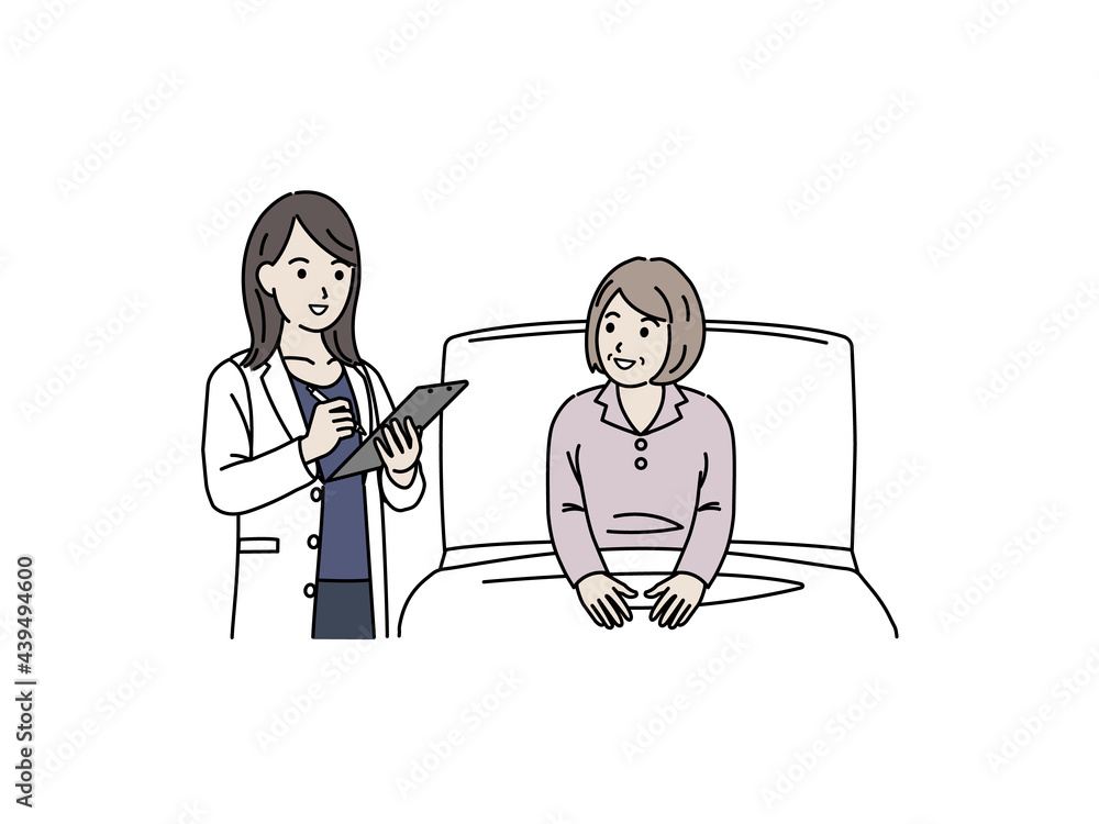 入院する年配の女性と医者 シニア 高齢者 患者 説明 イラスト素材 Stock Vector Adobe Stock