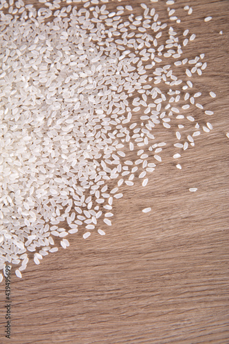 White rice sprinkled on the table