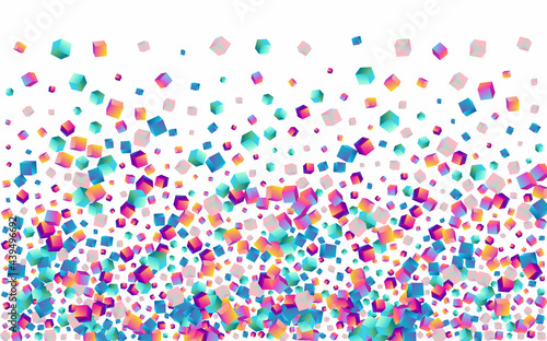 Holographic Cube Vector White Background.