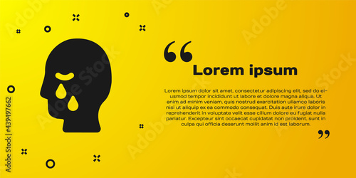 Black Man graves funeral sorrow icon isolated on yellow background. The emotion of grief, sadness, sorrow, death. Vector