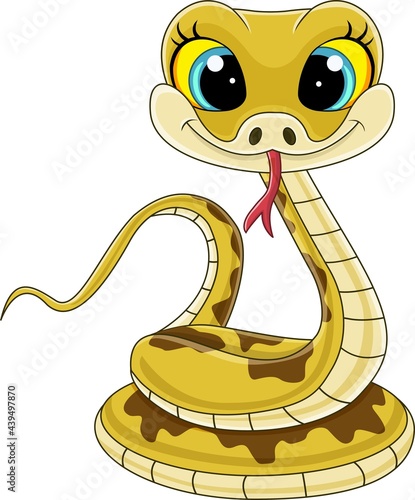 Cartoon cute baby snake sitting