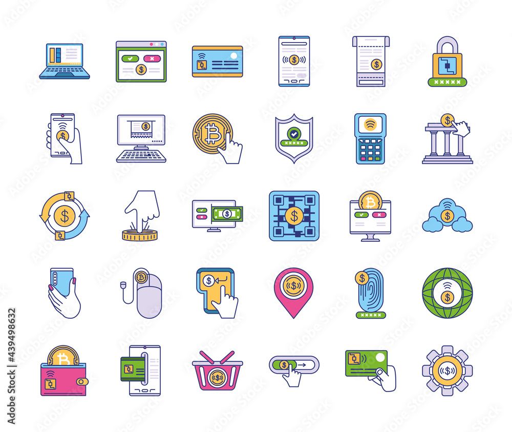 online payment related icons online payment related icons