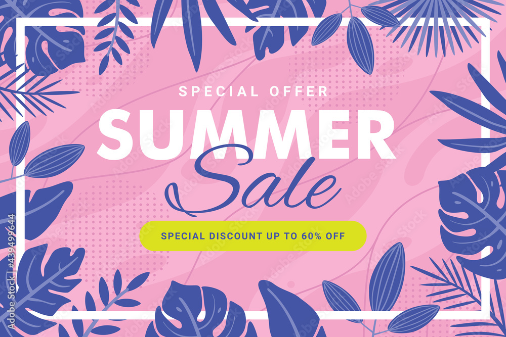 Obraz premium Gradient Memphis summer sale banner template with square frame premium Vector