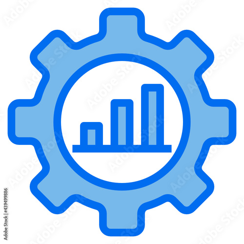 gear blue line icon