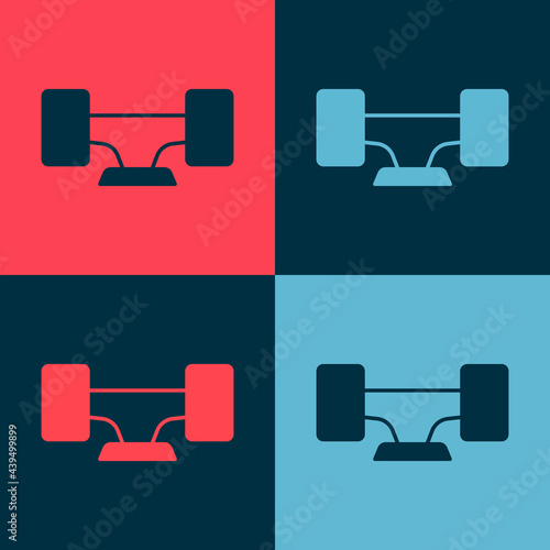 Pop art Skateboard wheel icon isolated on color background. Skateboard suspension. Skate wheel. Vector