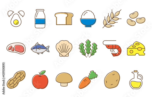 Various kinds of food Nutrients Icon 色々な種類の食品　栄養素のアイコン