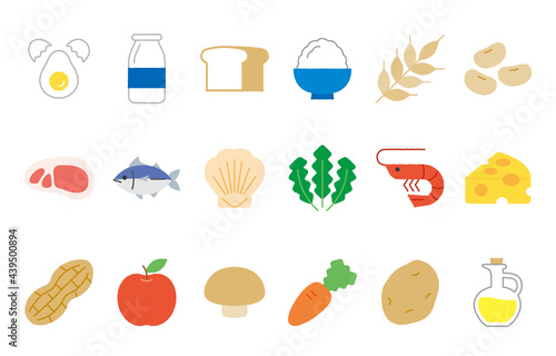 Various kinds of food Nutrients Icon 色々な種類の食品　栄養素のアイコン