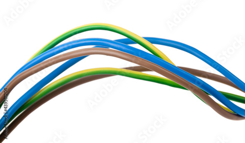 Electrical cable, wires isolated on white background.