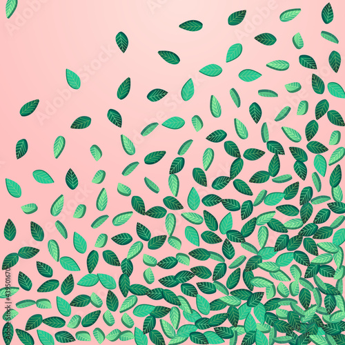 Grassy Leaves Flying Vector Pink Background