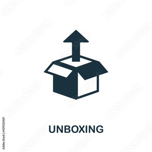 Unboxing icon. Monochrome simple element from manufacturing collection. Creative Unboxing icon for web design, templates, infographics and more